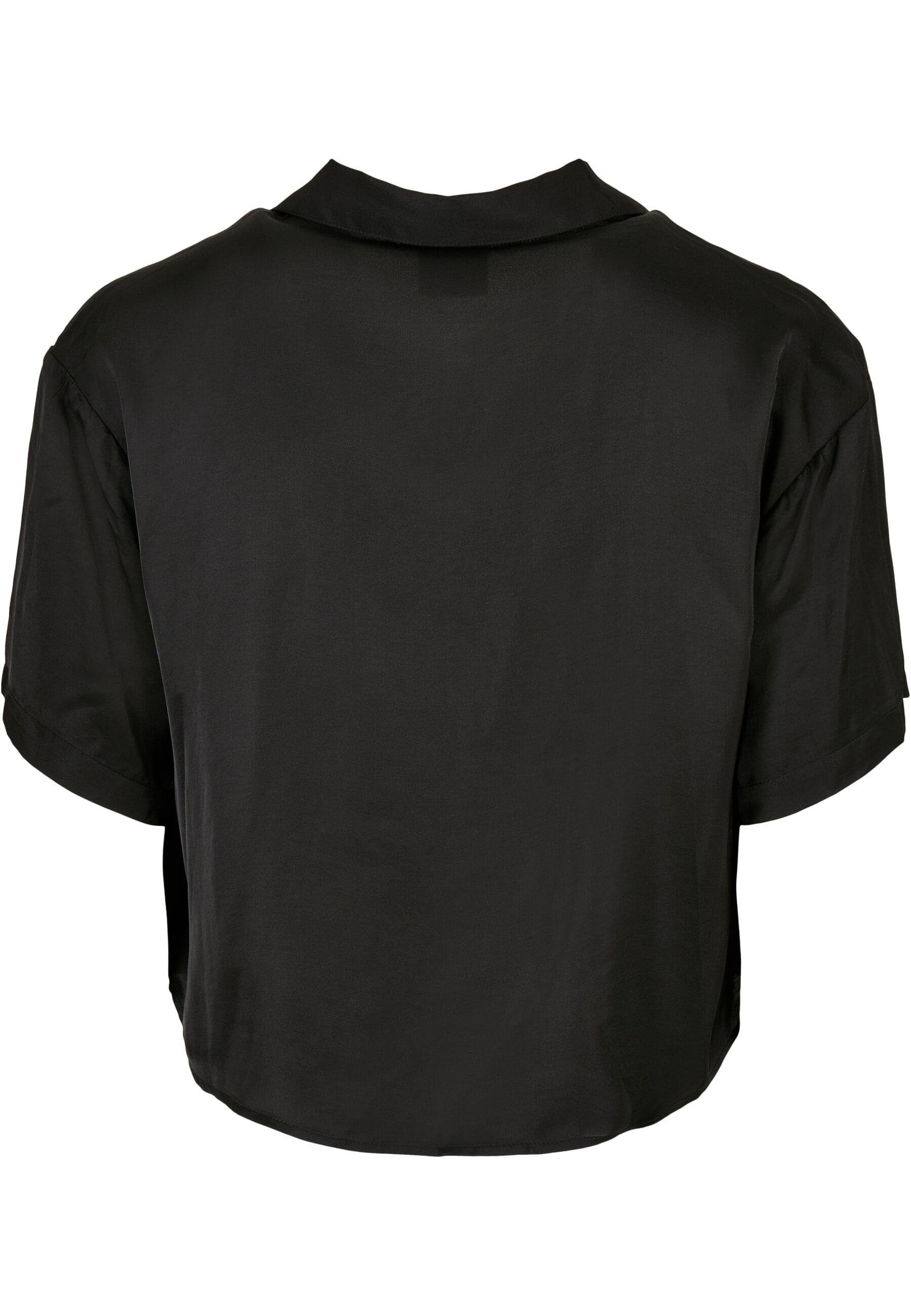 Schwarz Langarmhemd CLASSICS URBAN Satin Ladies Damen Resort Shirt Viscose (1-tlg)