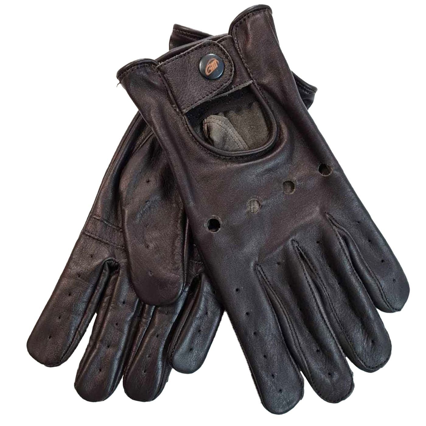 German Wear Lederhandschuhe Driving-GL1 Driving Autofahrer Lederhandschuhe echtes Leder Dunkelbraun