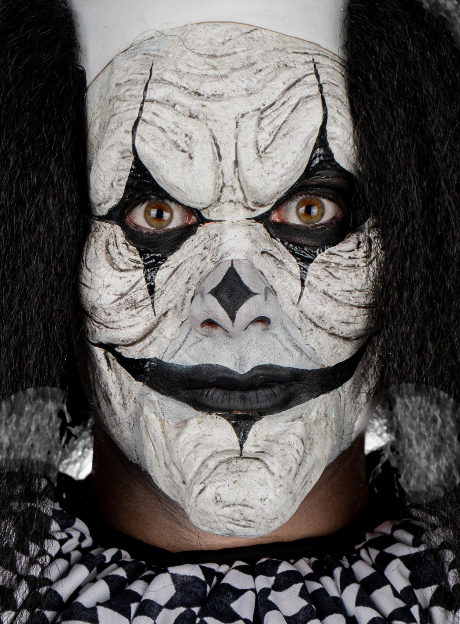 Verkleidungsmaske Runzliger Horrorclown Maske zum Ankleben