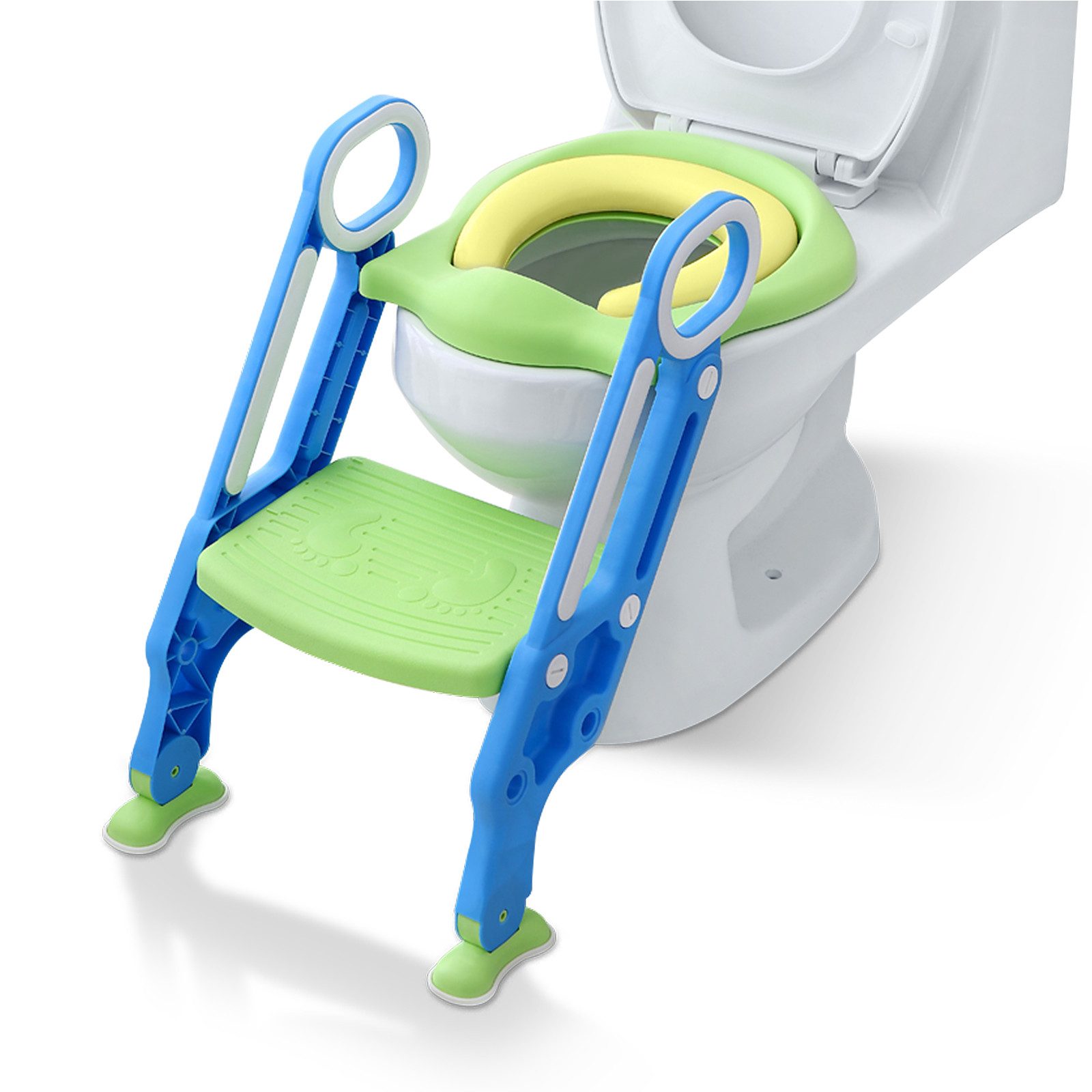 FIVMEN Baby-Toilettensitz kinder toilettentrainer mit verstellbarer Treppe Klappbarer