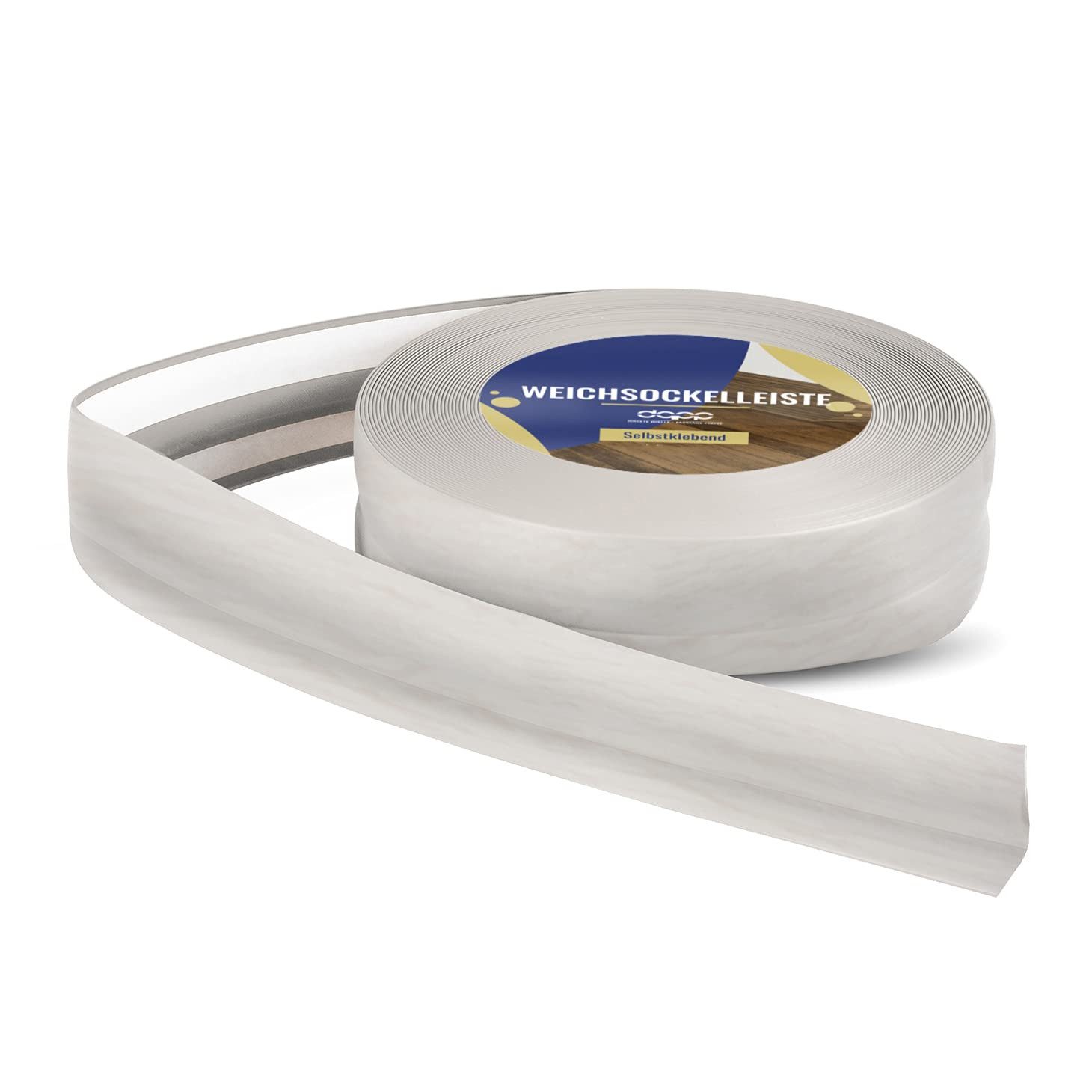 DQ-PP Sockelleiste DQ-PP WEICHSOCKELLEISTE 5m, 32x23mm, selbstklebend, Gummileiste, PVC, Sockelleiste, Abschlussleiste, Bodenleiste, Winkelprofil – Bild 3 von 5