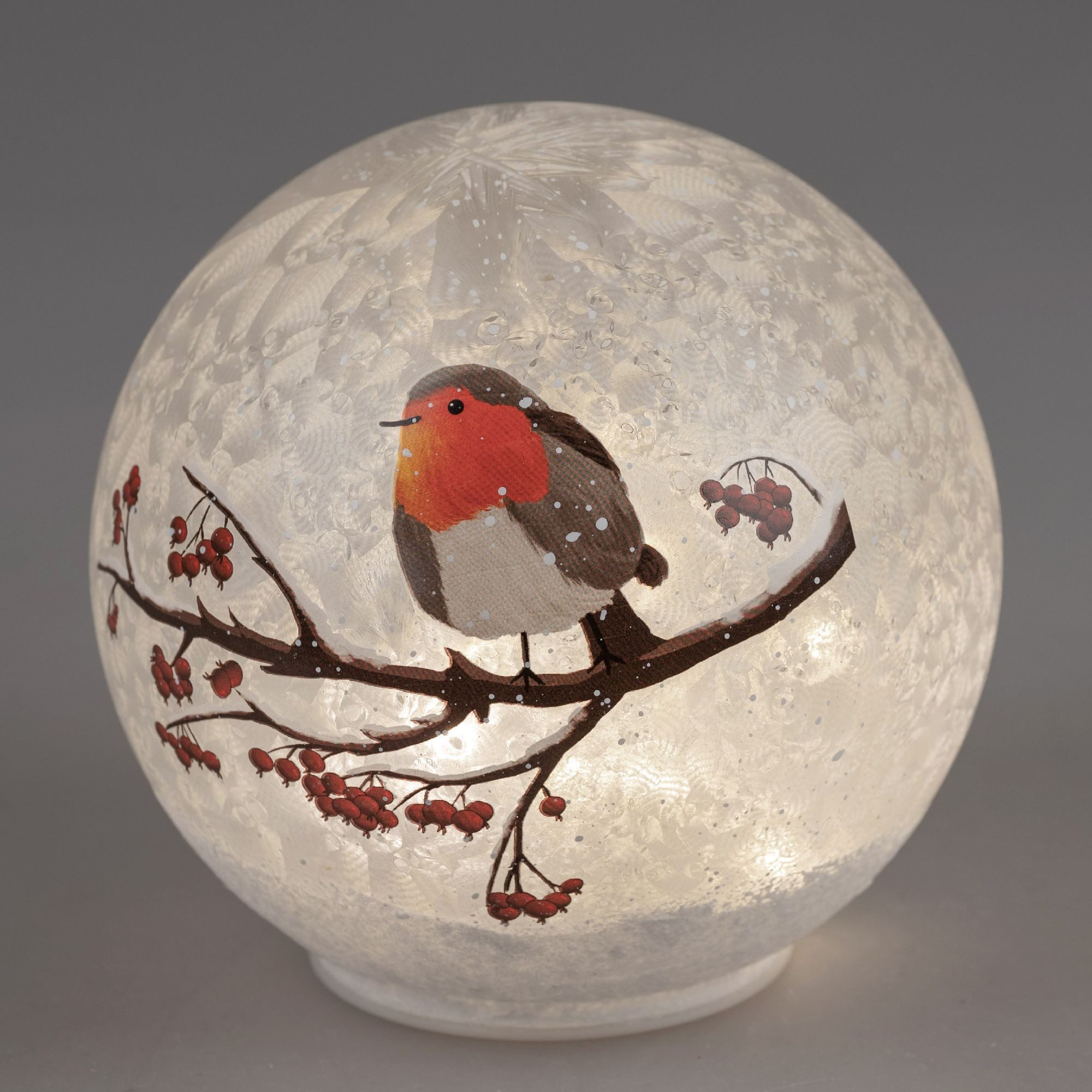 formano Dekokugel Winterzeit, Mit Timerfunktion, Weiß, Motiv: Vogel günstig online kaufen