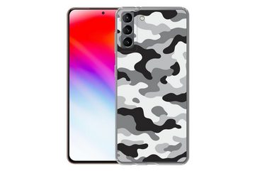 MuchoWow Handyhülle Schwarz-weißes Camouflage-Muster, Phone Case, Handyhülle Samsung Galaxy S21 Plus, Silikon, Schutzhülle