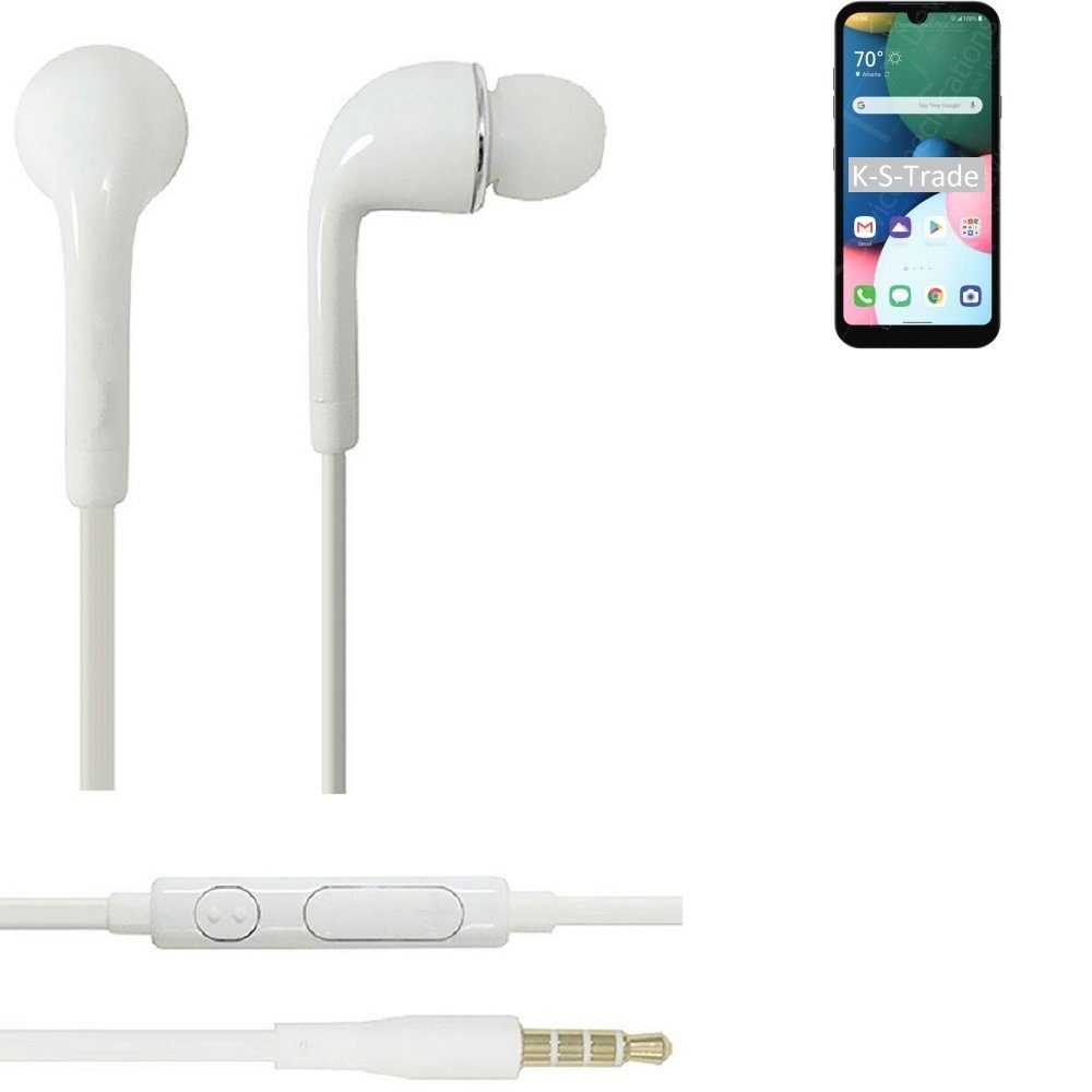 K-S-Trade für LG Electronics Fortune 3 In-Ear-Kopfhörer (Kopfhörer Headset mit Mikrofon u Lautstärkeregler weiß 3,5mm)