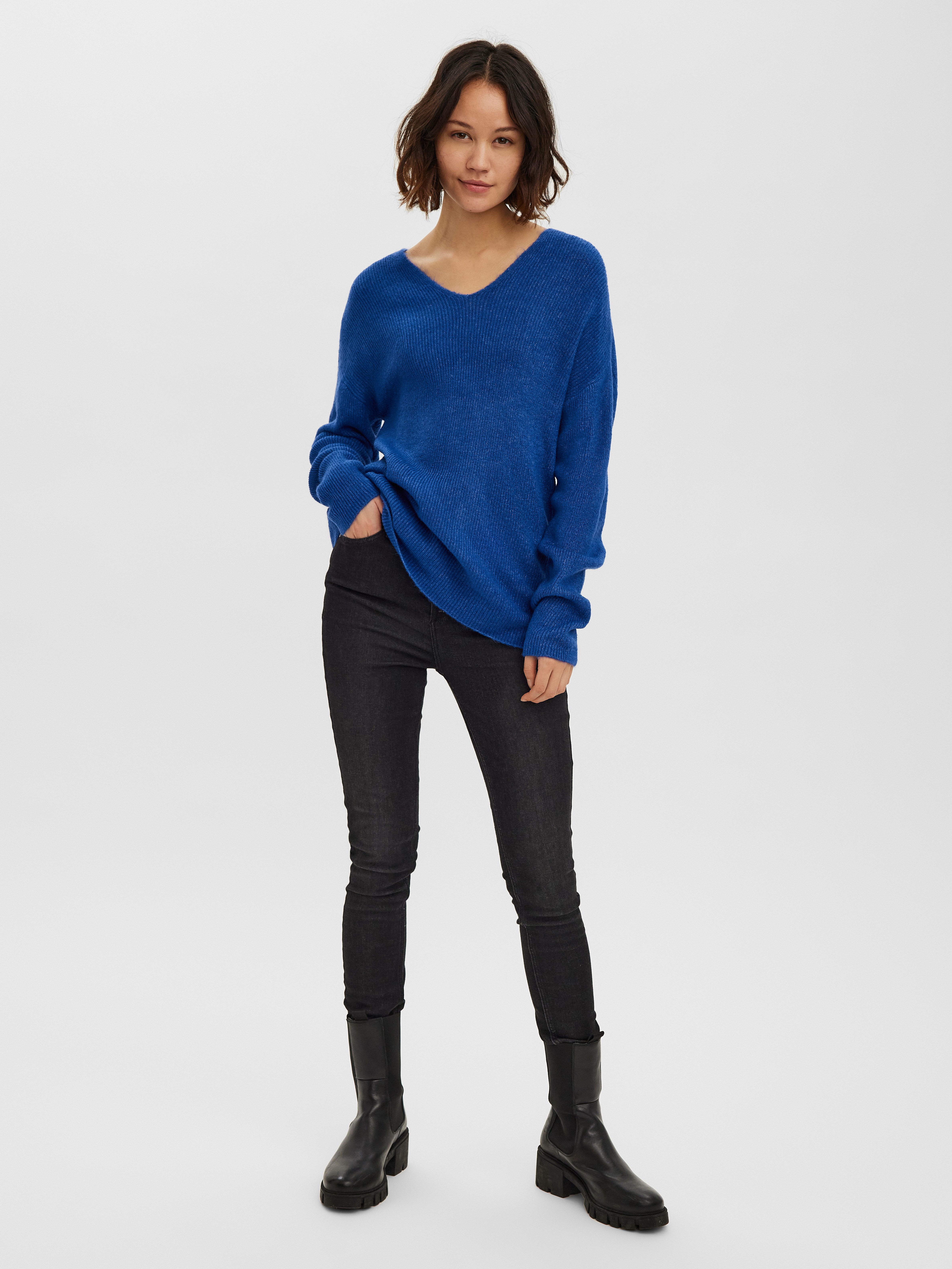 Vero Moda V-Ausschnitt-Pullover VMCREWLEFILE LS V-NECK BLOUSE NOOS günstig online kaufen
