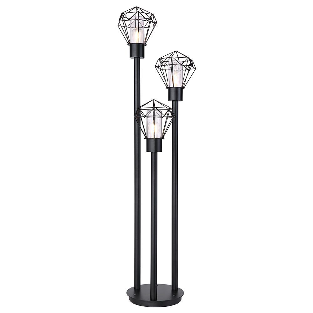 schwarz Außenstehleuchte 170cm etc-shop 3x Gitter E27 Gartenleuchte Wegelampe H Leuchtmittel inklusive, nicht Pollerleuchte,