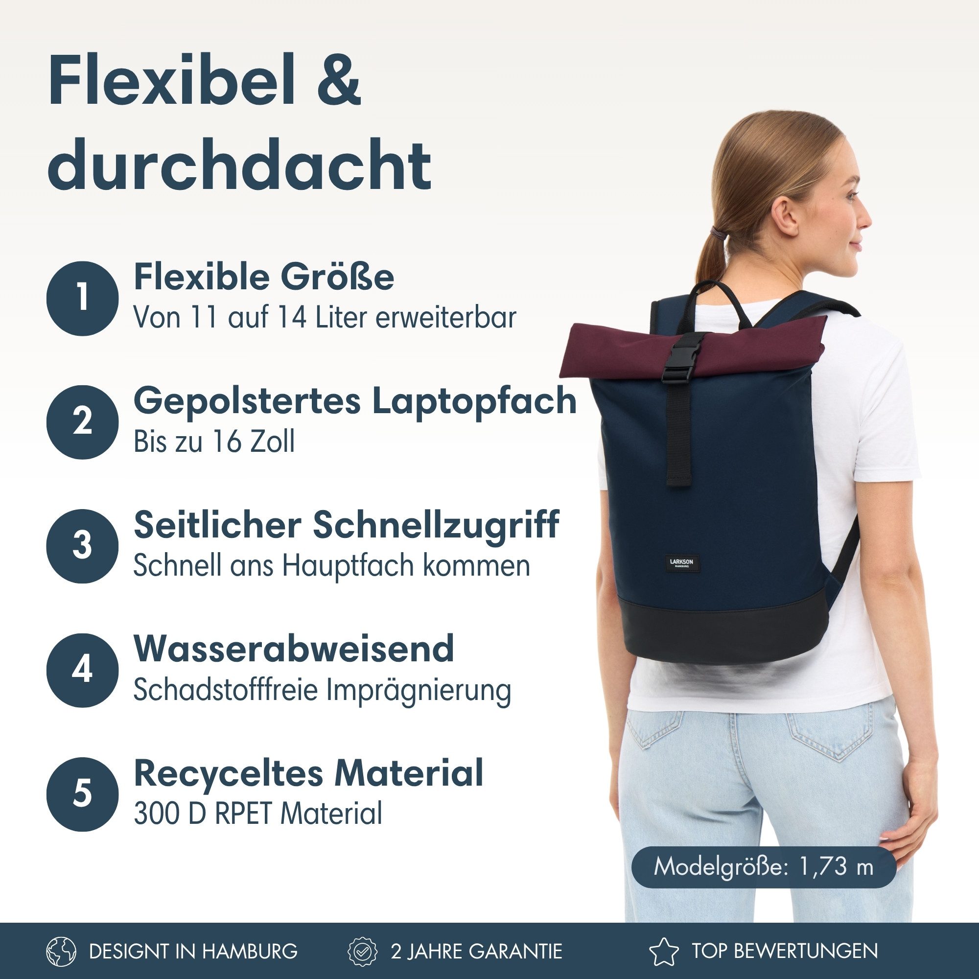 LARKSON Cityrucksack Janne Small Tagesrucksack 11-14 Liter für Damen & (1-t günstig online kaufen