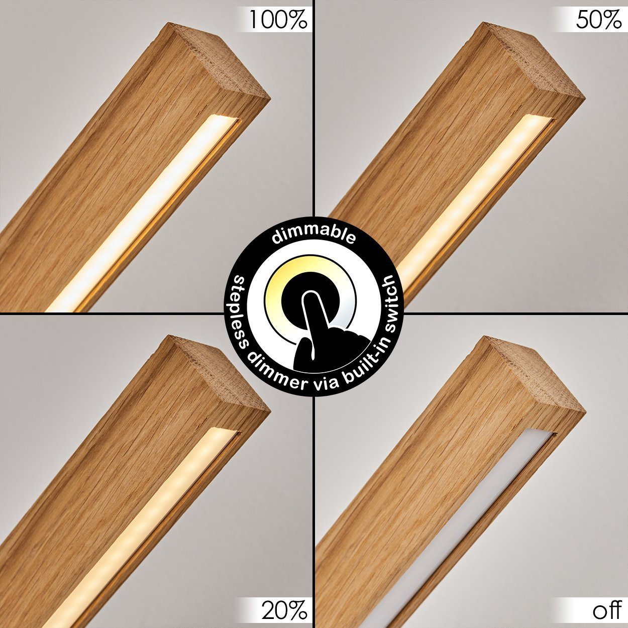 Natur/Chrom/Weiß, über Holz/Metall/Kunststoff hofstein Kelvin, dimmbar wechselbar, verstellbare Tischleuchte Tischlampe 75cm LED max. Lumen, 490 in dimmbare An-/Ausschalter, aus 3000 Höhe