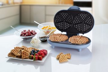 bestron Waffeleisen ADWM1000B, 1200 W, für klassische Herzwaffeln, mit Backampel, Blau