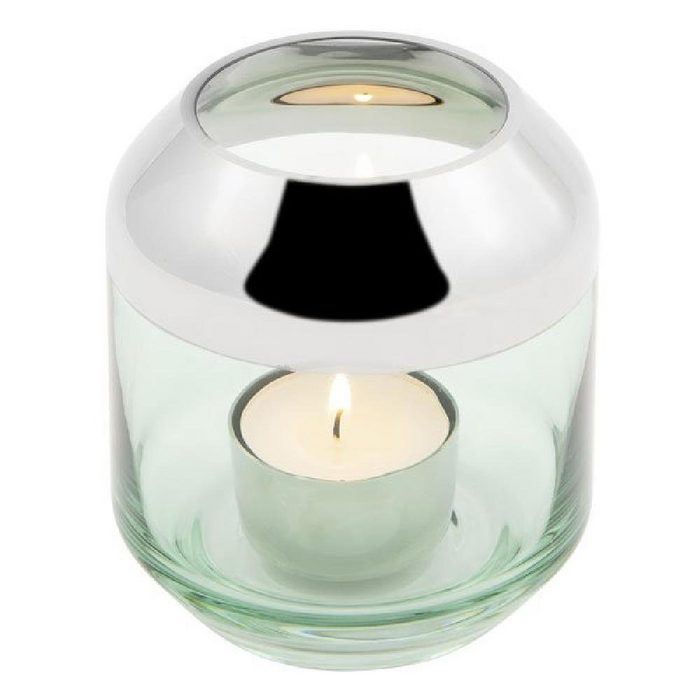 Fink Kerzenhalter Windlicht oder Vase Smilla mit Platinrand Grün (9cm)