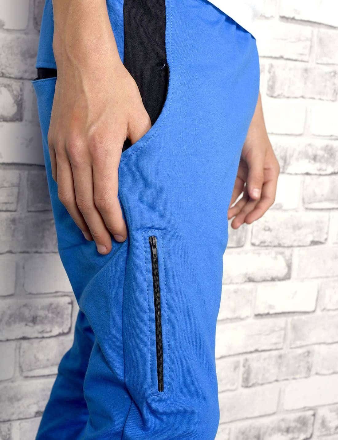 Jungen elastischem Bund mit (1-tlg) Sweathose Blau-Schwarz Sweatpants Kinder BEZLIT