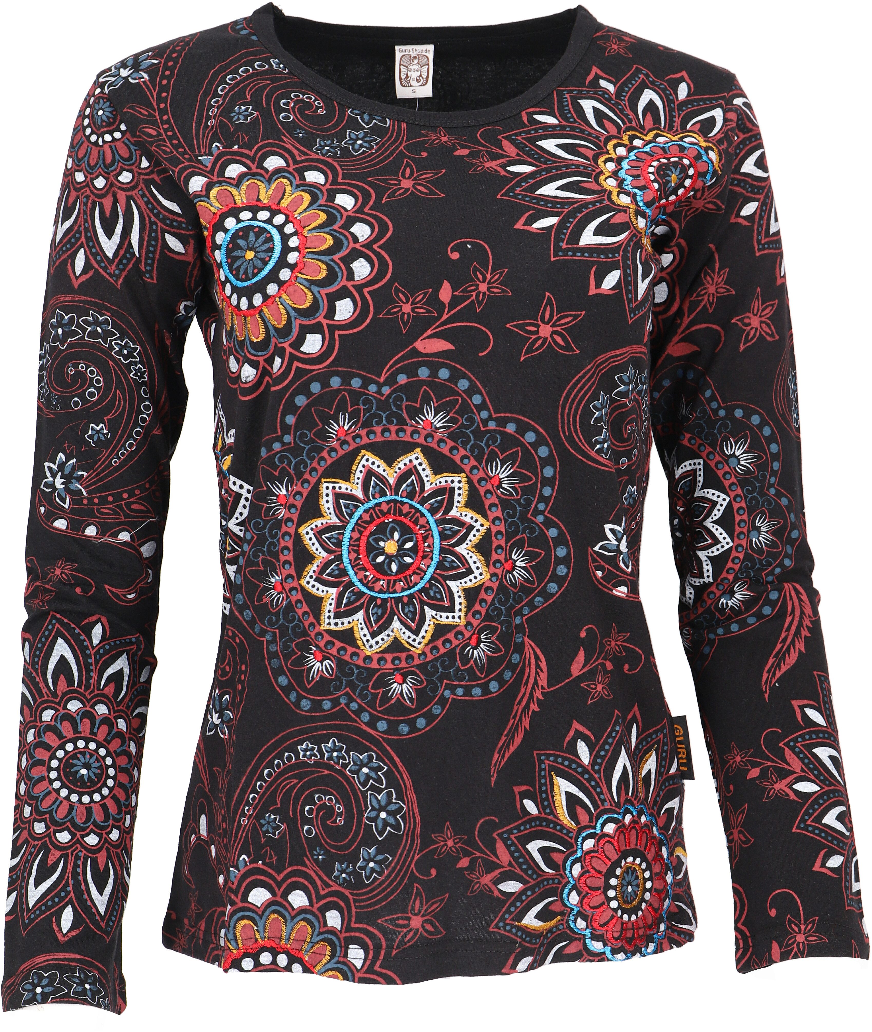 Guru-Shop Longsleeve Besticktes Langarmshirt Hippie chic günstig online kaufen