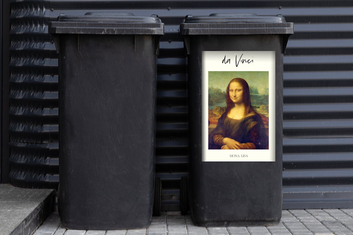 da St), Kunst Mülleimer-aufkleber, Wandsticker Vinci (1 - - Mona Leonardo Mülltonne, Container, Sticker, MuchoWow Lisa Abfalbehälter