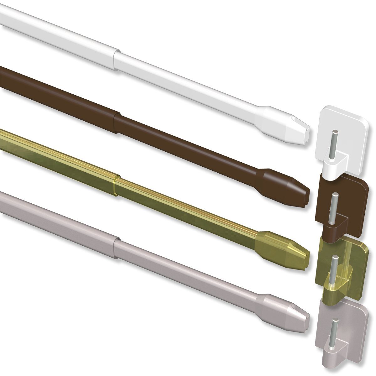 INTERDECO Vitragestange Geno, mit Klebehaken ausziehbar, mit Klebehaken, verschraubt (Schraubhaken), 2 Stück