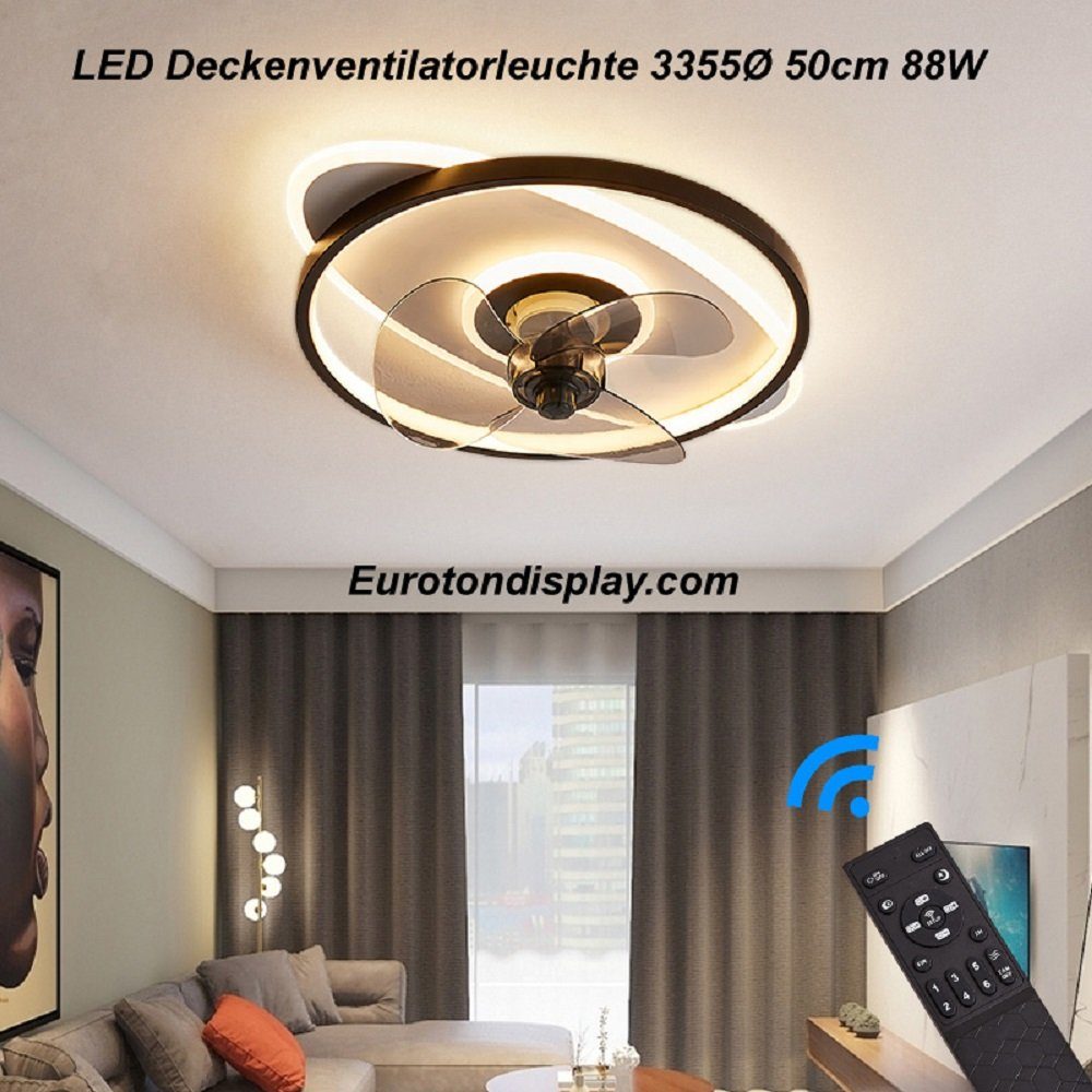 Euroton Deckenventilator Deckenventilator mit LED Fernbedienung mit Deckenleuchte Beleuchtung