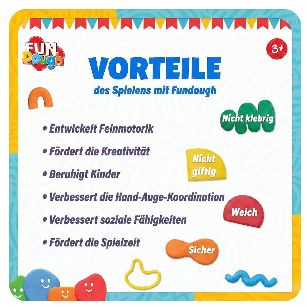 Funskool Knete Kreative Knetmasse für Kinder – Spiel & Bastelspaß (Kreativ-Set Knetmasse, 6 Dosen Knetmasse à 50 g, 300 g Gesamtgewicht), Fördert Motorik & Fantasie
