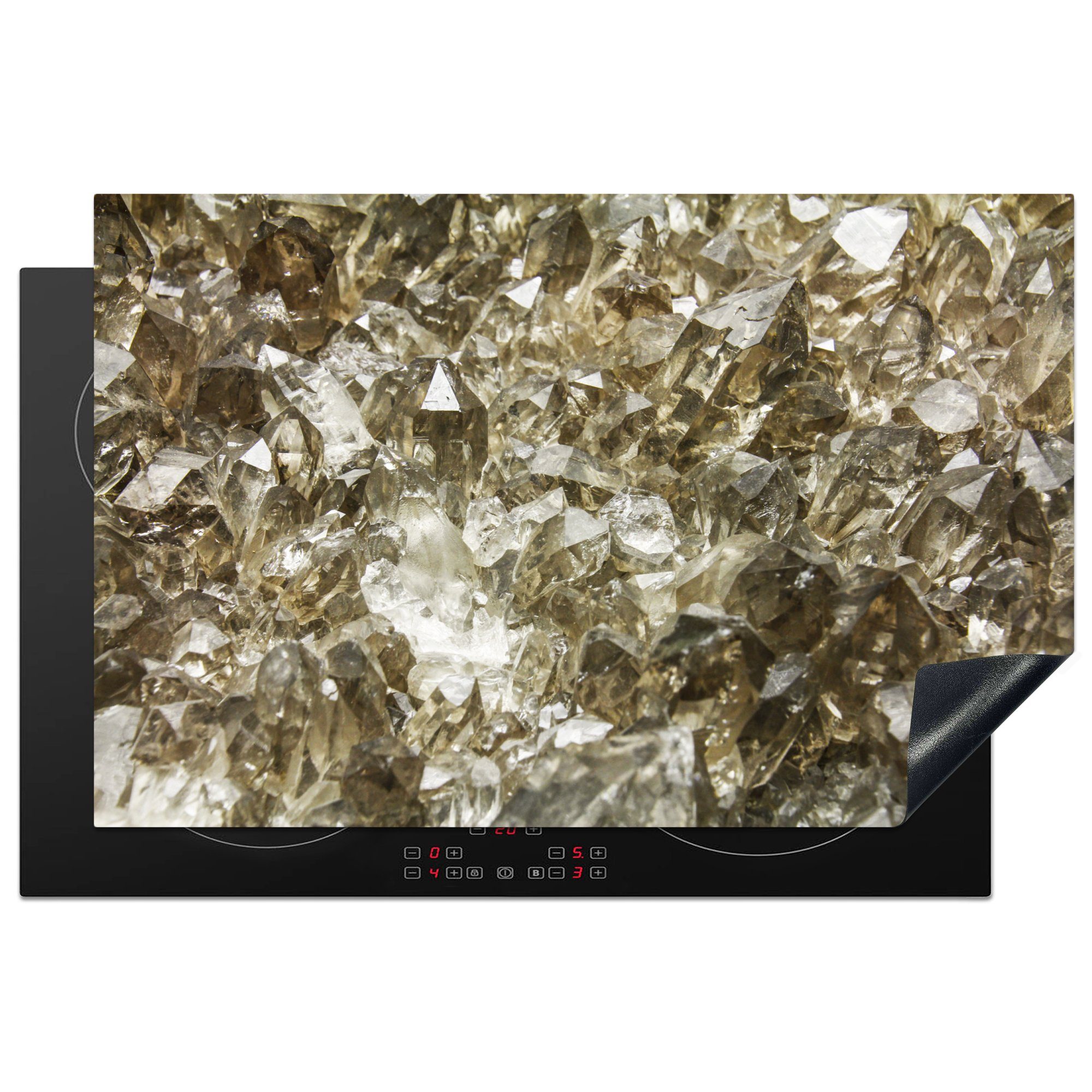 MuchoWow Herdblende-/Abdeckplatte Edelstein mit vielen Kristallspitzen, Vinyl, (1 tlg), 81x52 cm, Induktionskochfeld Schutz für die küche, Ceranfeldabdeckung