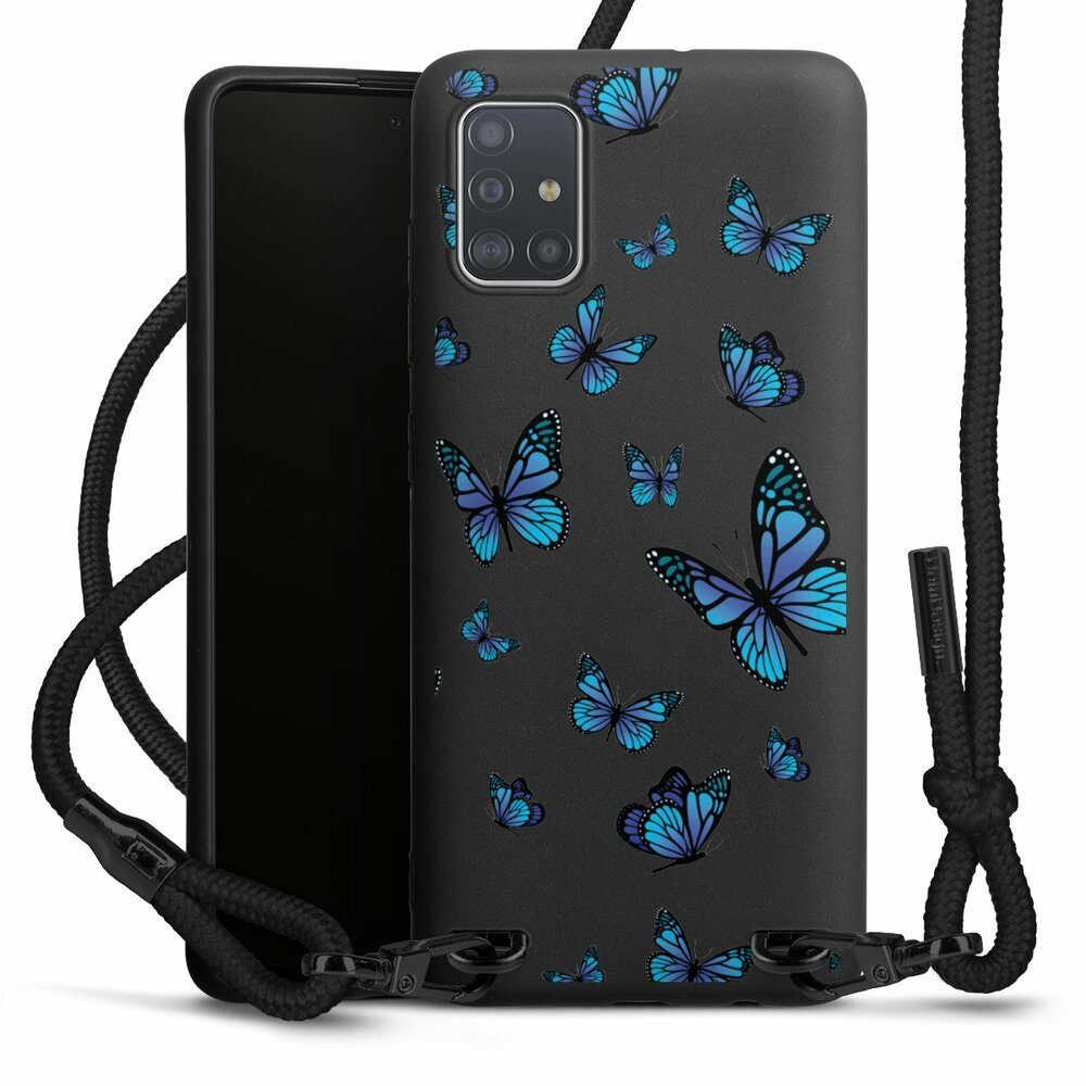 DeinDesign Handyhülle Schmetterling Muster transparent Butterfly Pattern Transparent, Samsung Galaxy A51 Premium Handykette Hülle mit Band Case zum Umhängen