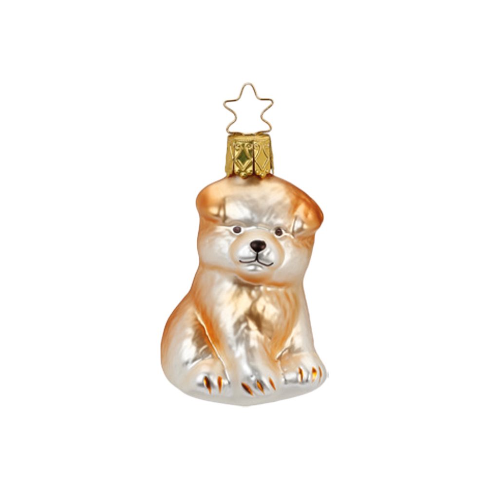 INGE-GLAS® Christbaumschmuck Hund Wuffi Knuffi 7cm (1-tlg), mundgeblasen, handbemalt, Made in Germany