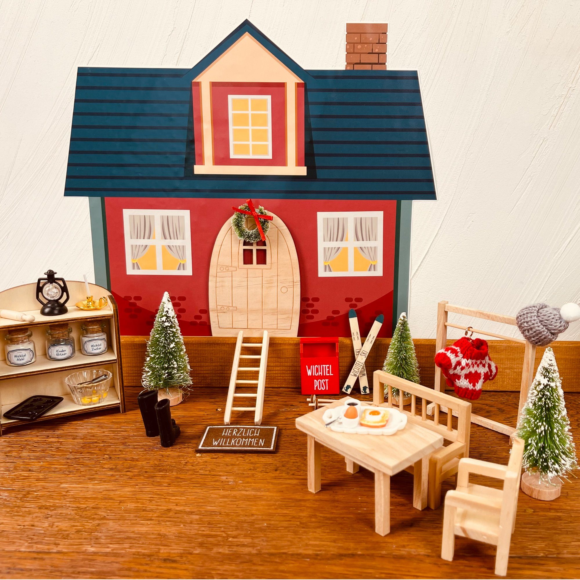 24 Tage Wichtelzauber Wandsticker Wichteltür Wichtelhaus Wandsticker in rot günstig online kaufen