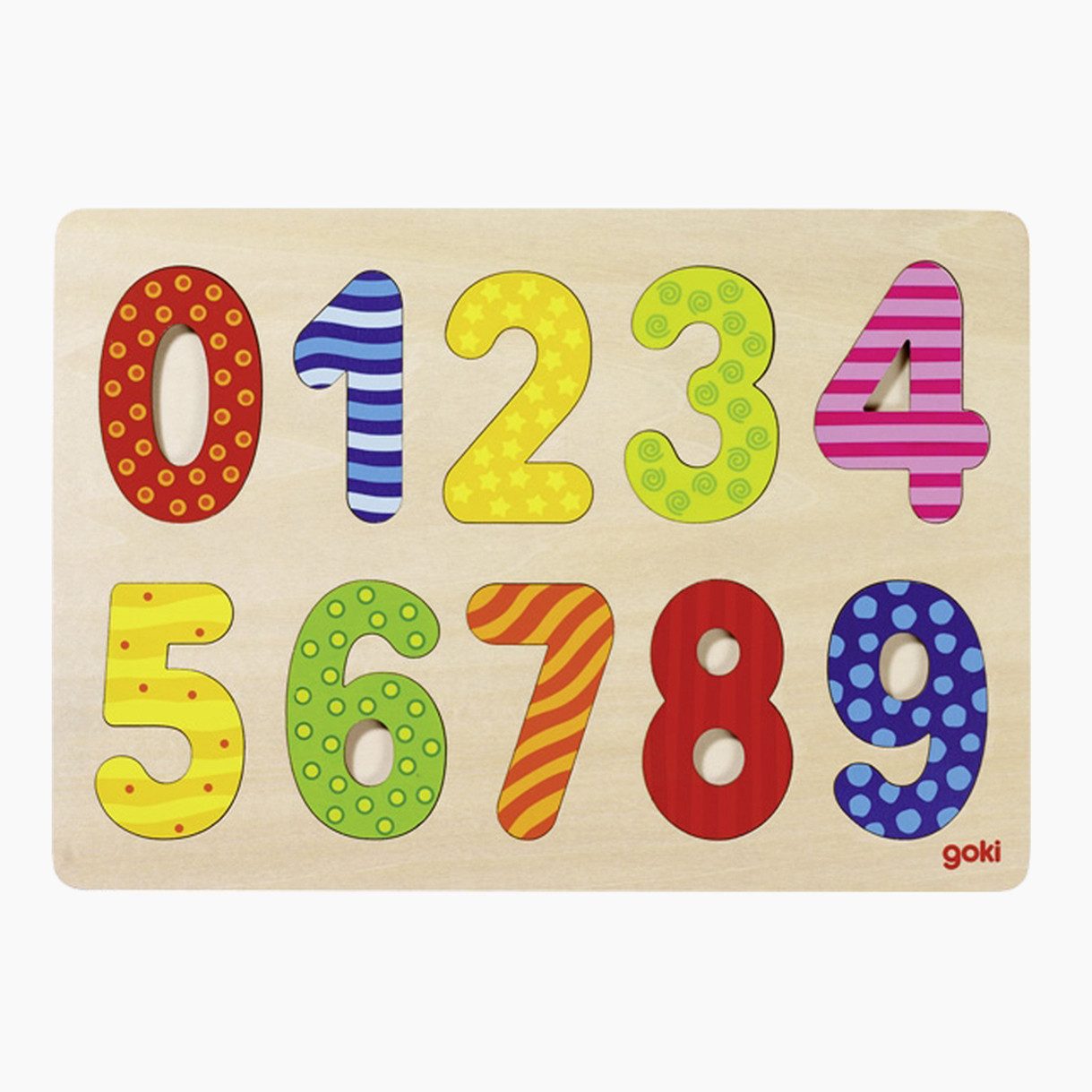 goki Lernspielzeug Einlegepuzzle Zahlen 0-9 nach Art Montessori (packung, 11-St), spielerisches Lernen