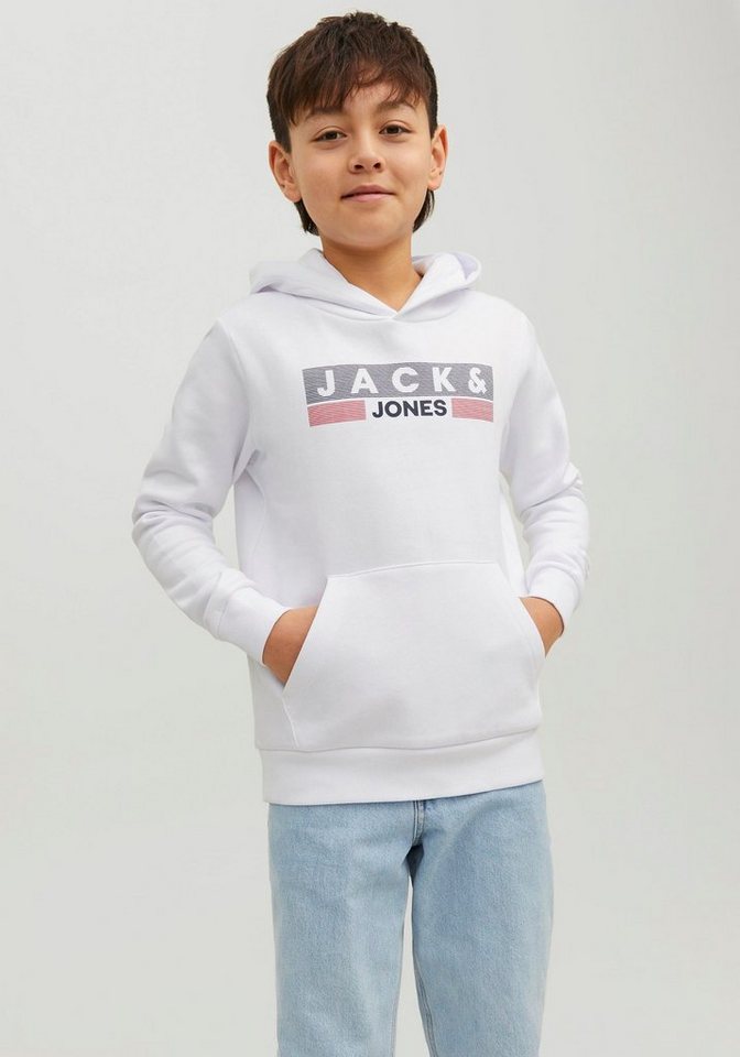 Jones cm & trägt Kapuzensweatshirt 164 JJECORP HOOD PLAY4 groß ist JNR, Model Jack NOOS Junior SWEAT 152 und Größe LOGO Das