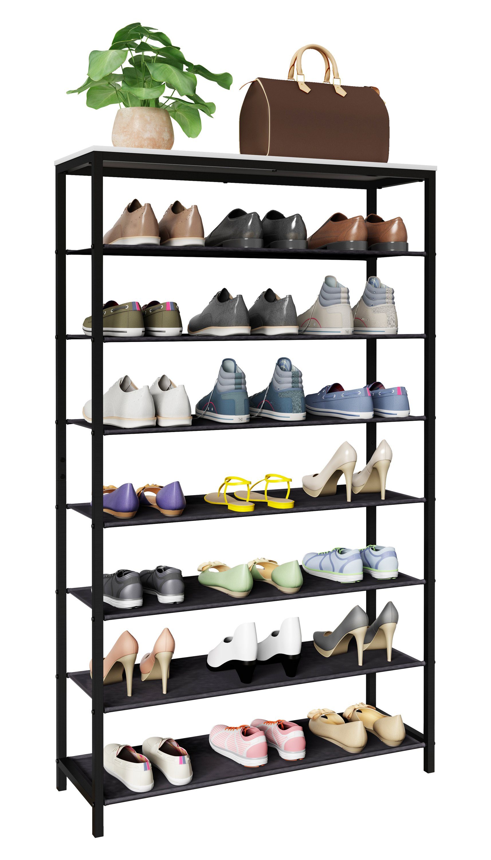 VCM Schuhregal Metall Holz Schuhregal Schuhablage 7 Fächer Taliro günstig online kaufen