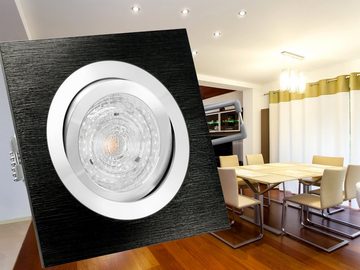 SSC-LUXon LED Einbaustrahler QF-2 LED-Einbauleuchte Spot Alu schwarz schwenkbar, 4,9W neutralweiss, Neutralweiß
