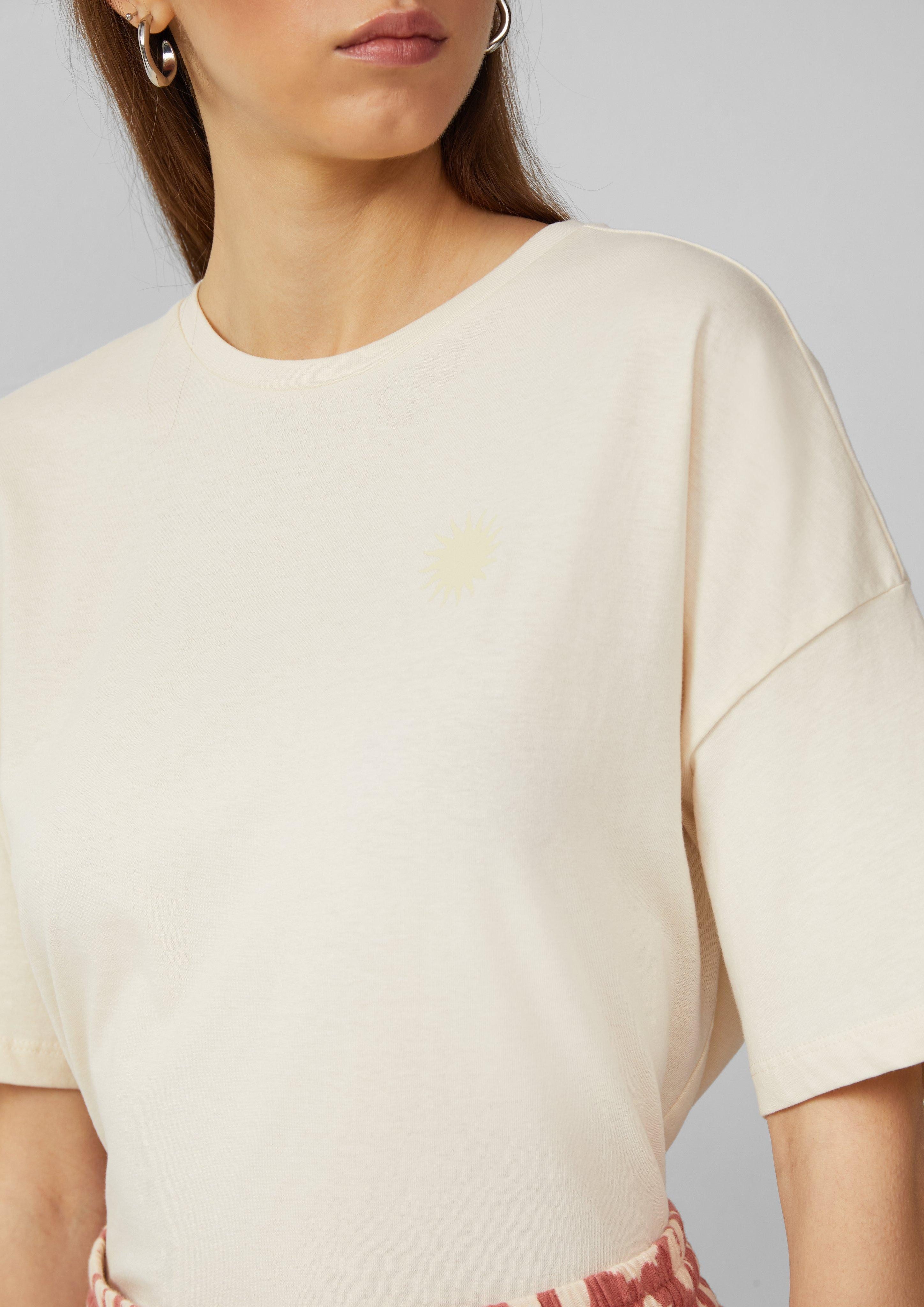 QS Kurzarmshirt Baumwollshirt mit Rückenprint Paspel günstig online kaufen