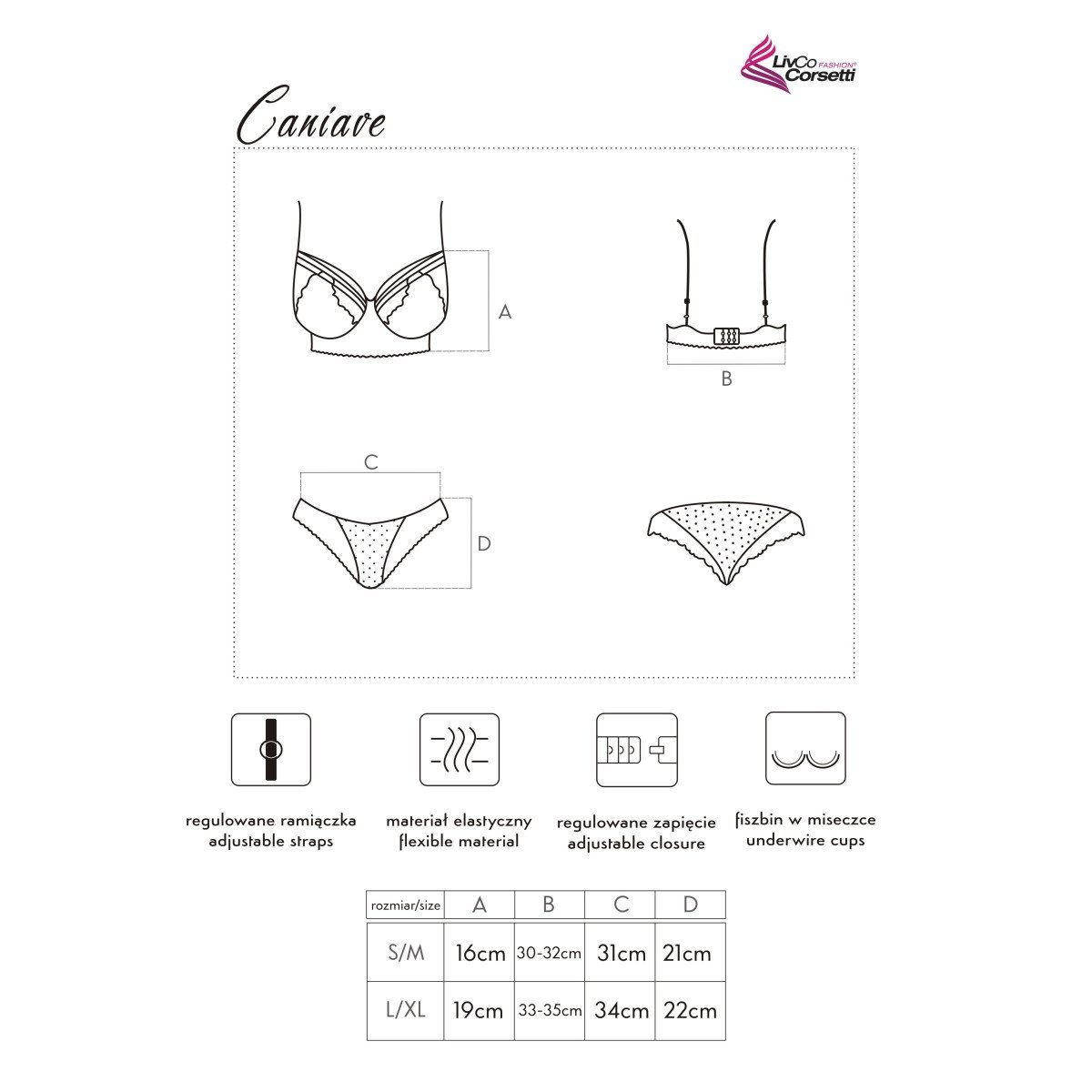 Fashion (L/XL,S/M) Corsetti Livco Schalen-BH - set 2pcs black Canivae Set: LC