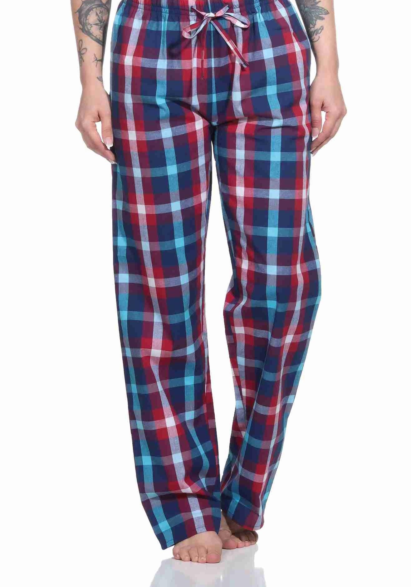 Normann Pyjama Damen Schlafanzug Hose lang gewebt aus Baumwolle – ideal zum relaxen