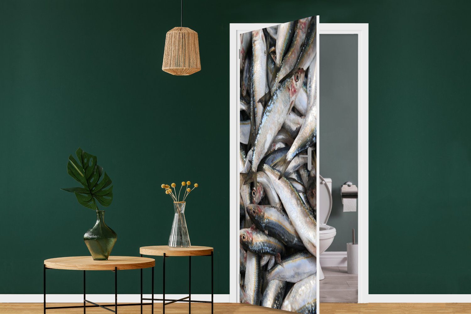 MuchoWow Türtapete Stapel von Fisch Libanon, Tür, 75x205 cm bedruckt, für Fototapete Türaufkleber, St), (1 im Matt