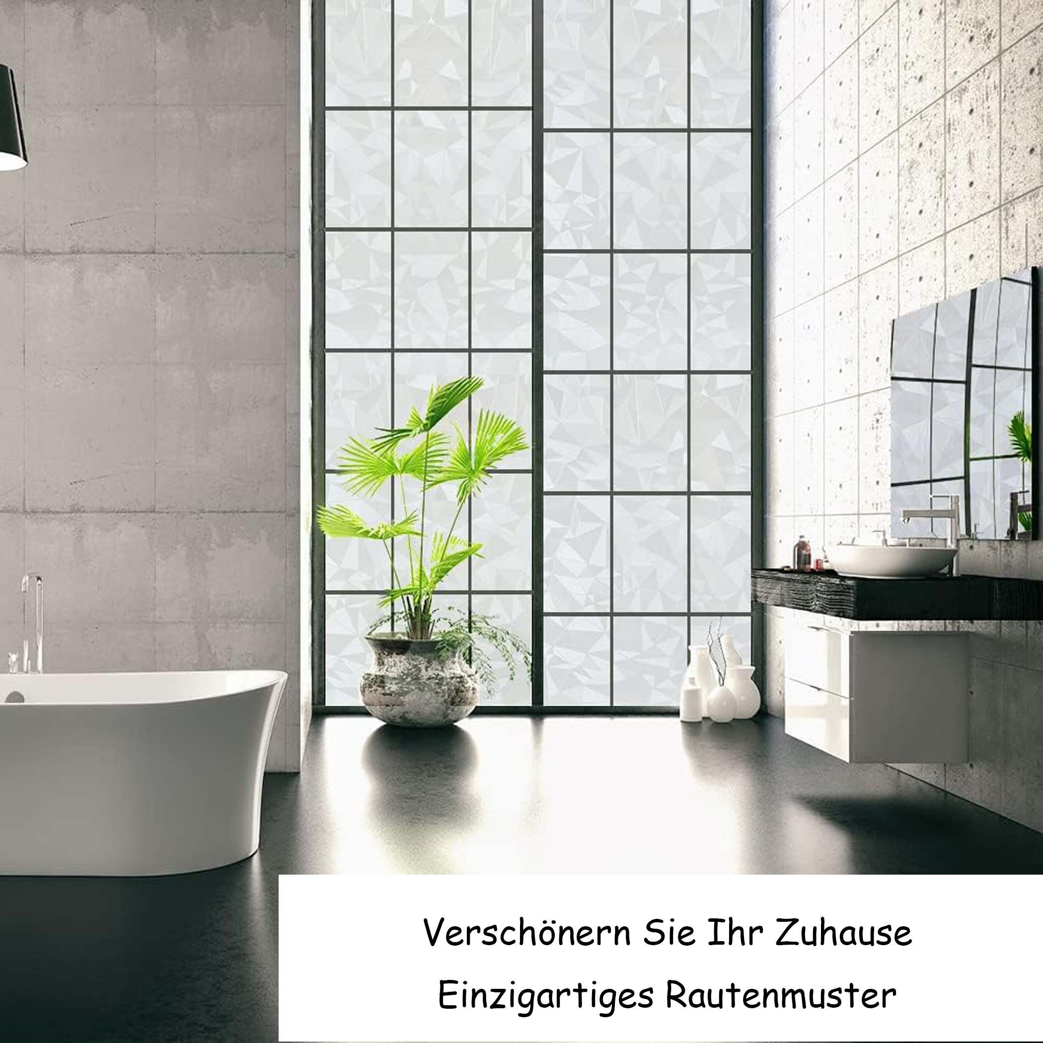 Diwzbyn Fensterfolie Blickdicht Selbsthaftend, Sichtschutzfolie Fenster, 90% UV-Schutz – Bild 2 von 5
