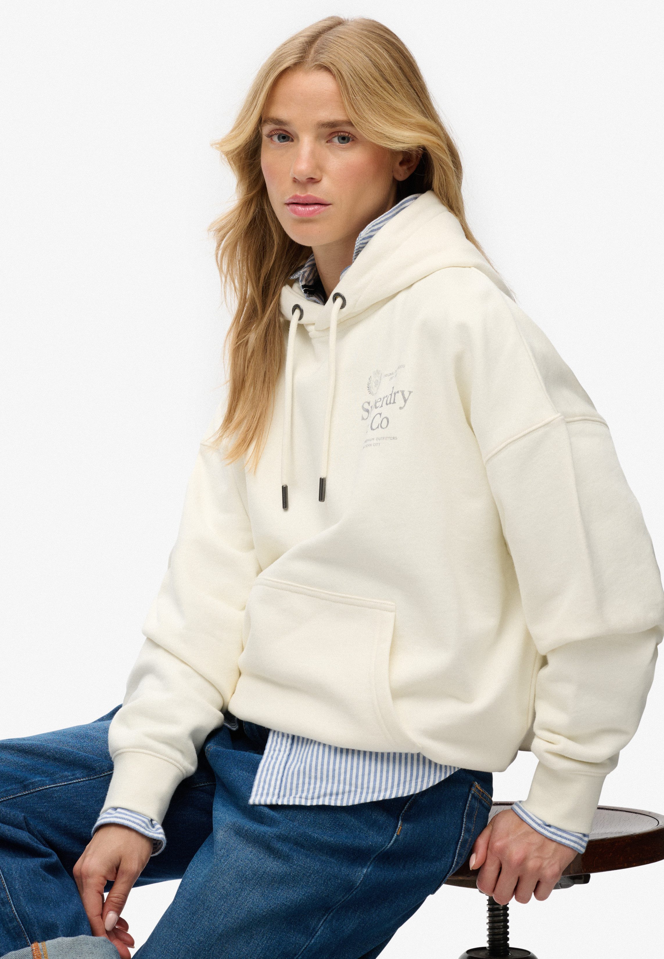Superdry Kapuzensweatshirt LUXE CASUAL RELAXED HOOD Baumwolle, oversize
