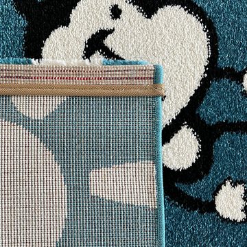 Kinderteppich Kinderzimmerteppich mit Zootieren Konturenschnitt in blau bunt, Teppich-Traum, rechteckig