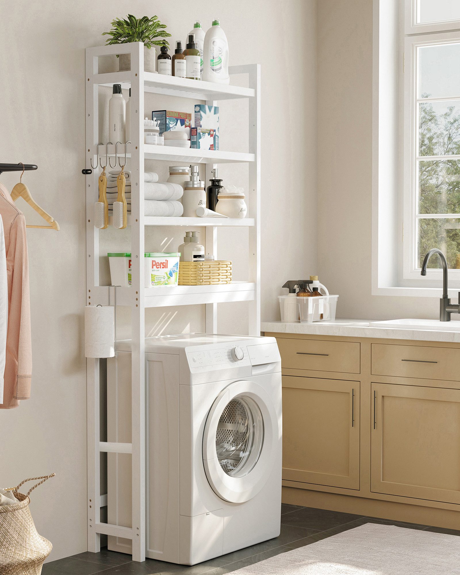 SONGMICS Badregal Toilettenregal, Waschmaschinenregal,4-stöckig, verstellba günstig online kaufen