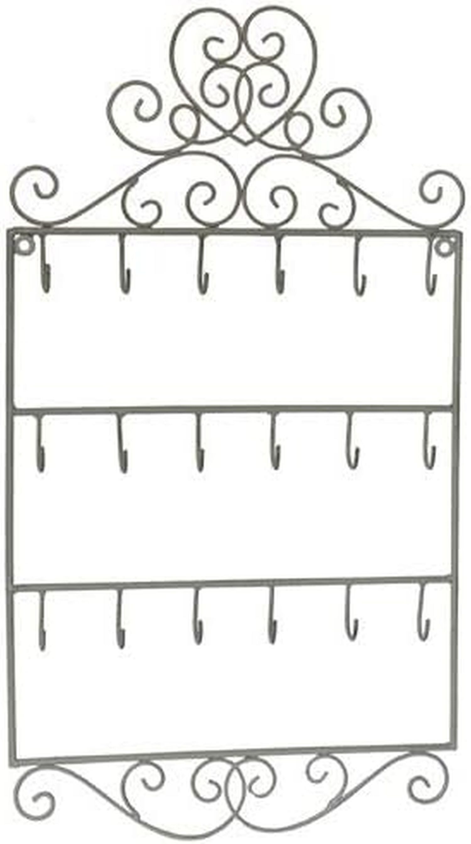 MarieAnn No.25 Schmuck Etagere Schmuckhalter Shabby Chic Wandboard Hakenleiste Metall antikweiß, Dekorativer Schmuckhalter im Shabby Chic Stil mit verspieltem Ornament