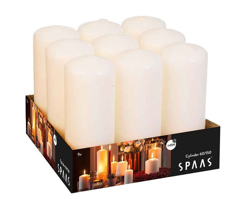 Spaas Stumpenkerze »9 Stück SPAAS Professional Gastro Stumpenkerzen 150x60 Zylinder Kerze« (Gastronomiequalität, 9 Stumpenkerzen), im Vorteilpack