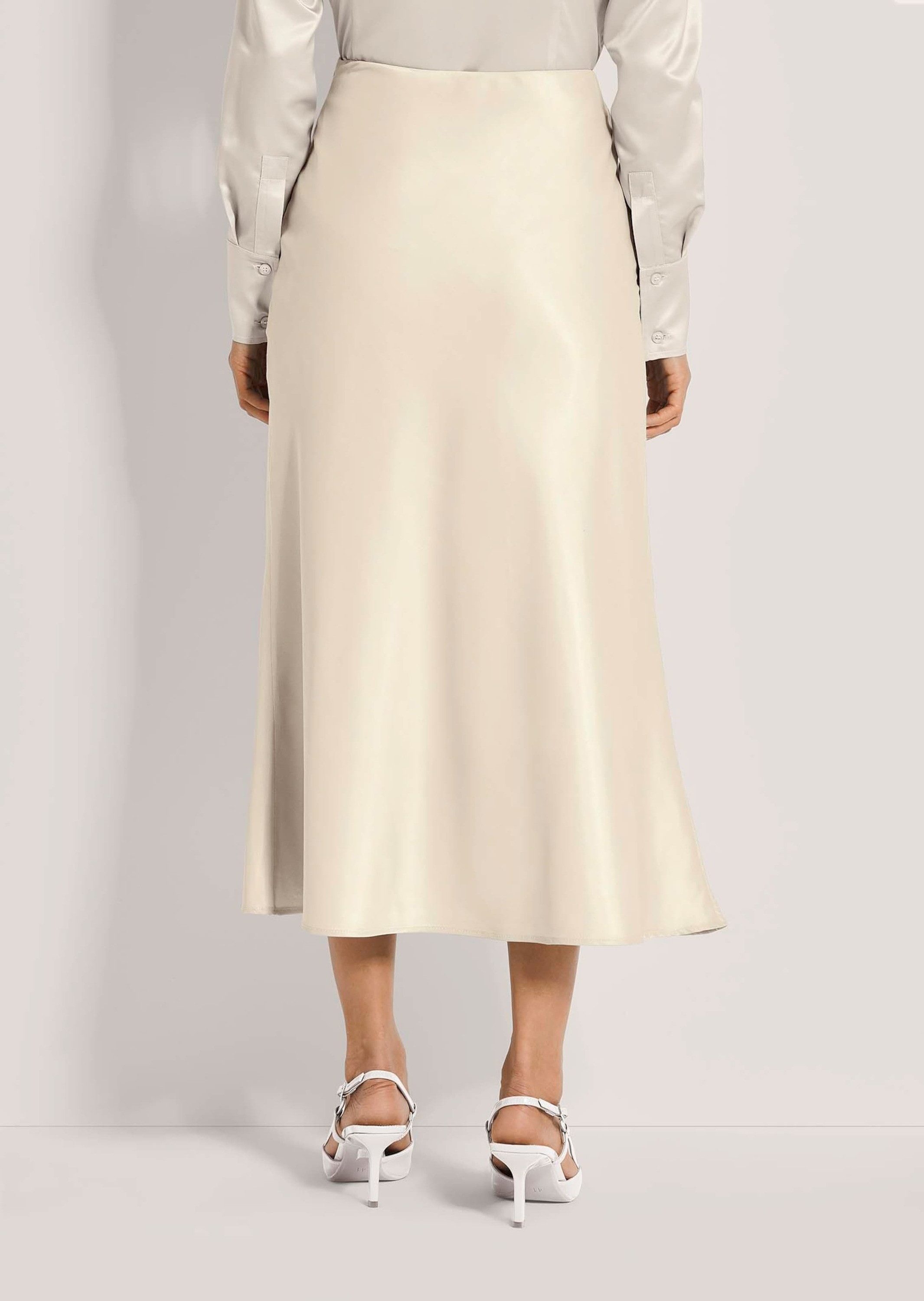 MADELEINE Maxirock Midi Satinrock für elegante Anlässe Zart schimmernder Rock mit seitlichem Reißverschluss, gefüttert