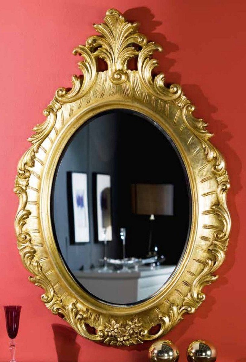 Casa Padrino Barockspiegel Luxus Barock Spiegel Gold - Ovaler Wandspiegel im Barockstil - Barock Wohnzimmer Spiegel - Barock Garderoben Spiegel - Barock Möbel