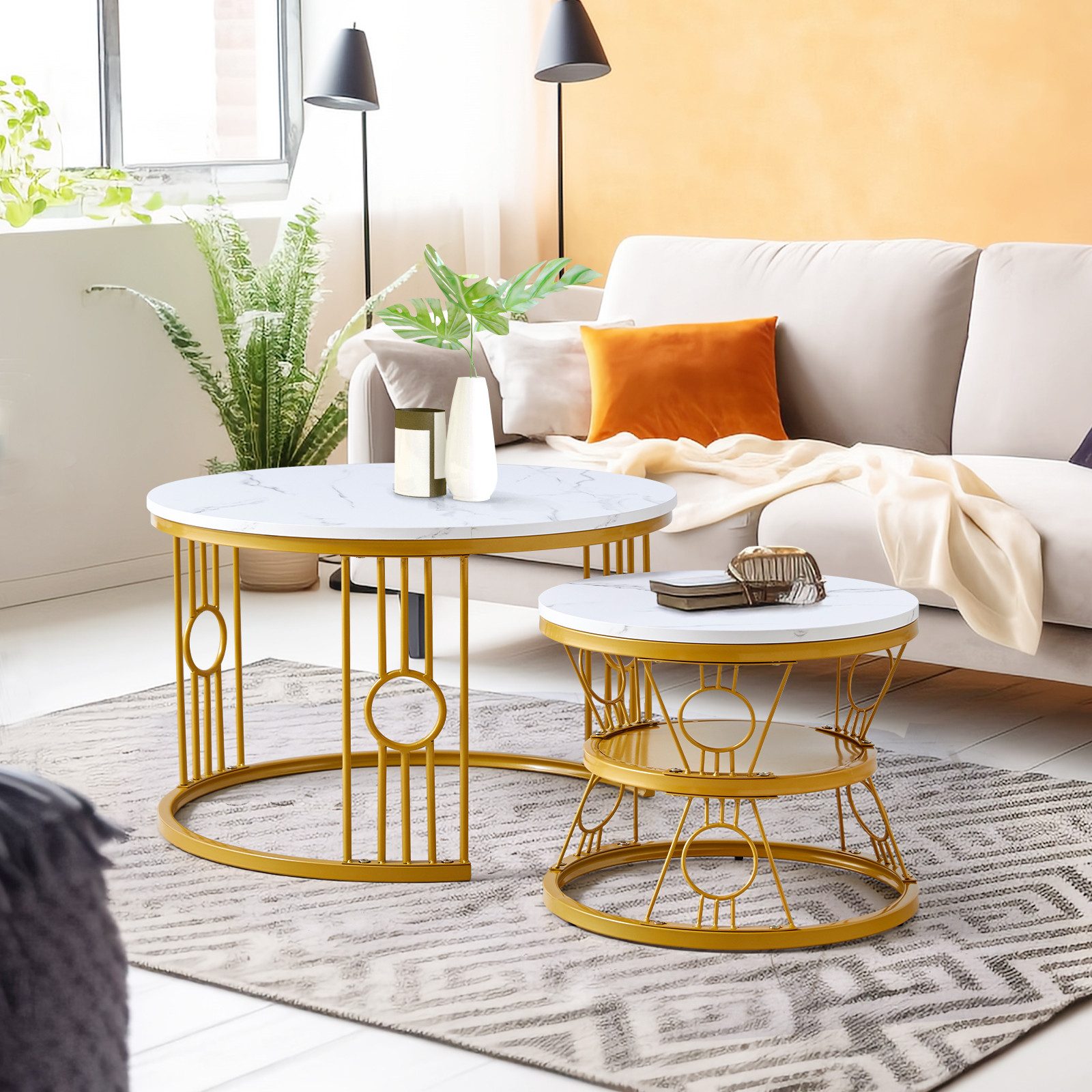 OKWISH Couchtisch 2-teiliges Couchtisch-Set (Solid und günstig online kaufen