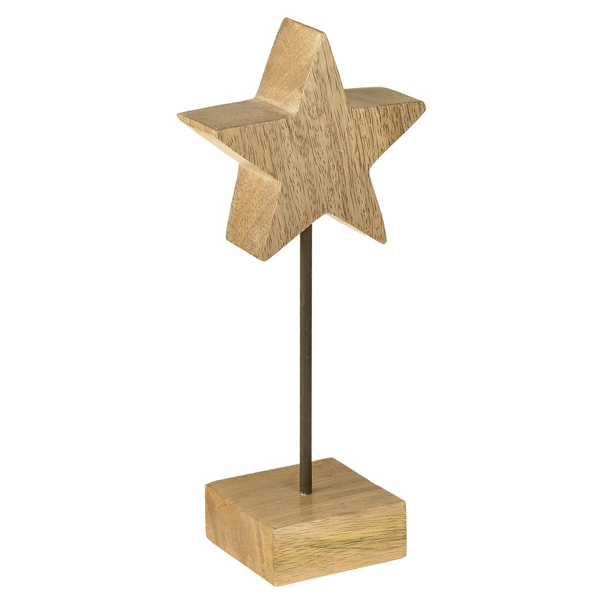 Viana Weihnachtsmann Stern Deko Holz Natur 23cm 2er Set Weihnachtsdeko
