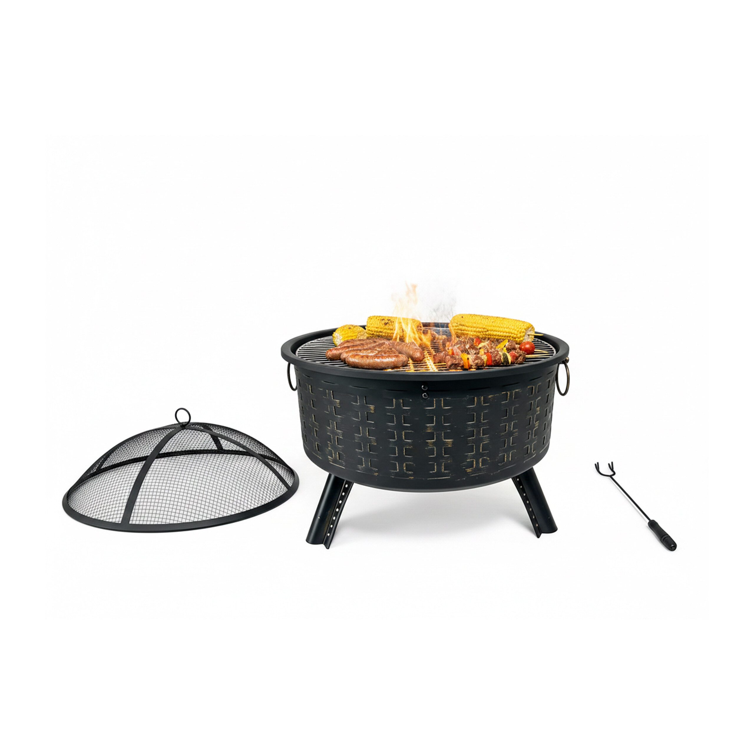 relaxdays Feuerschale mit Grillrost