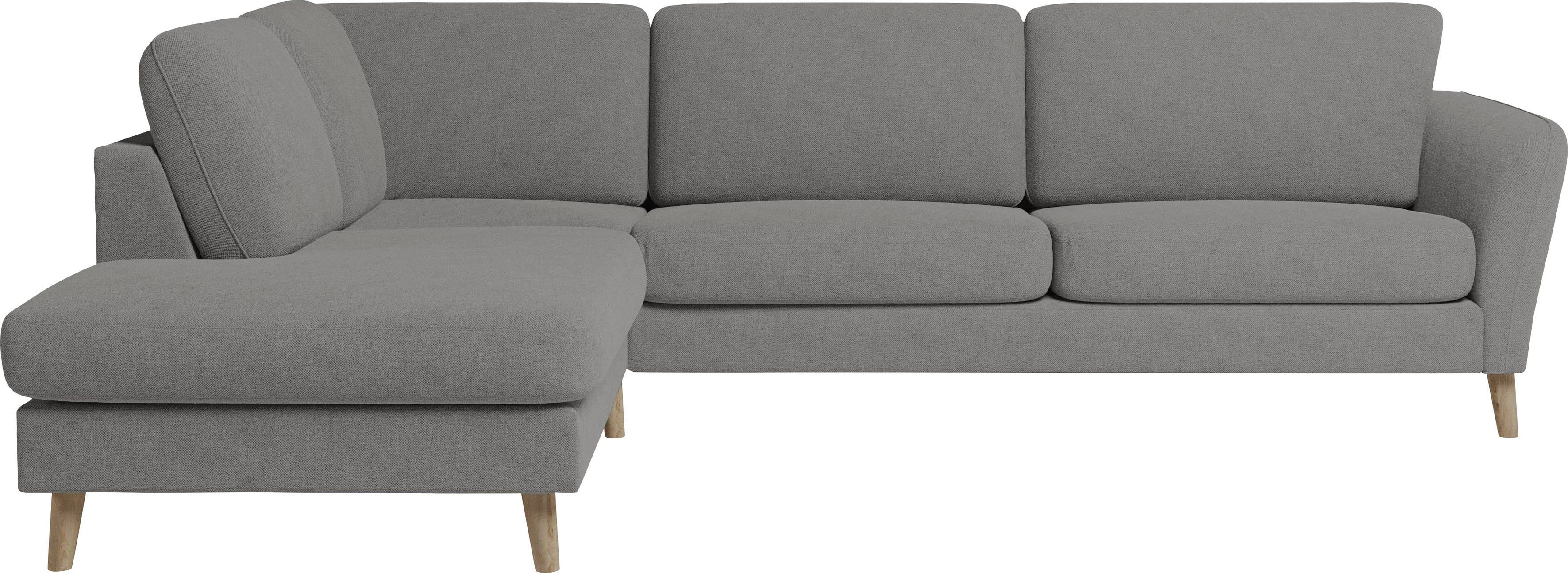 OTTO home Ecksofa MARSEILLE 278/202 cm, L-Form, Ottom. rechts/links, verschiedene Bezüge, Massivholzbeine Eiche, Landhausstil, Wellenunterfederung