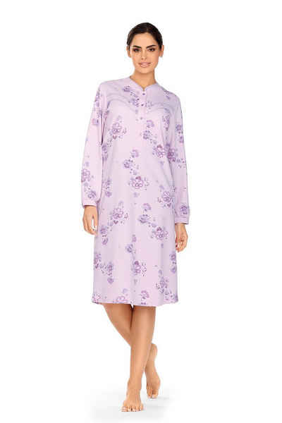 comtessa Nachthemd (Set, 1-tlg., Set) Damen Sleepshirt ca.110cm Nachthemd Interlock Baumwolle Blumendruck