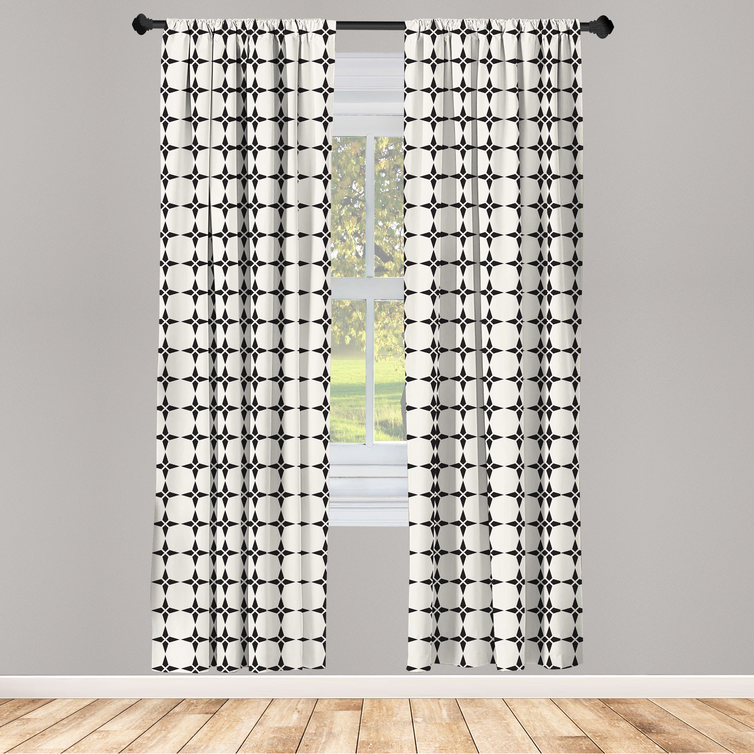 Gardine Vorhang für Wohnzimmer Schlafzimmer Dekor, Abakuhaus, Microfaser, Geometrisch Geometrischer Stern-Entwurf | Fertiggardinen