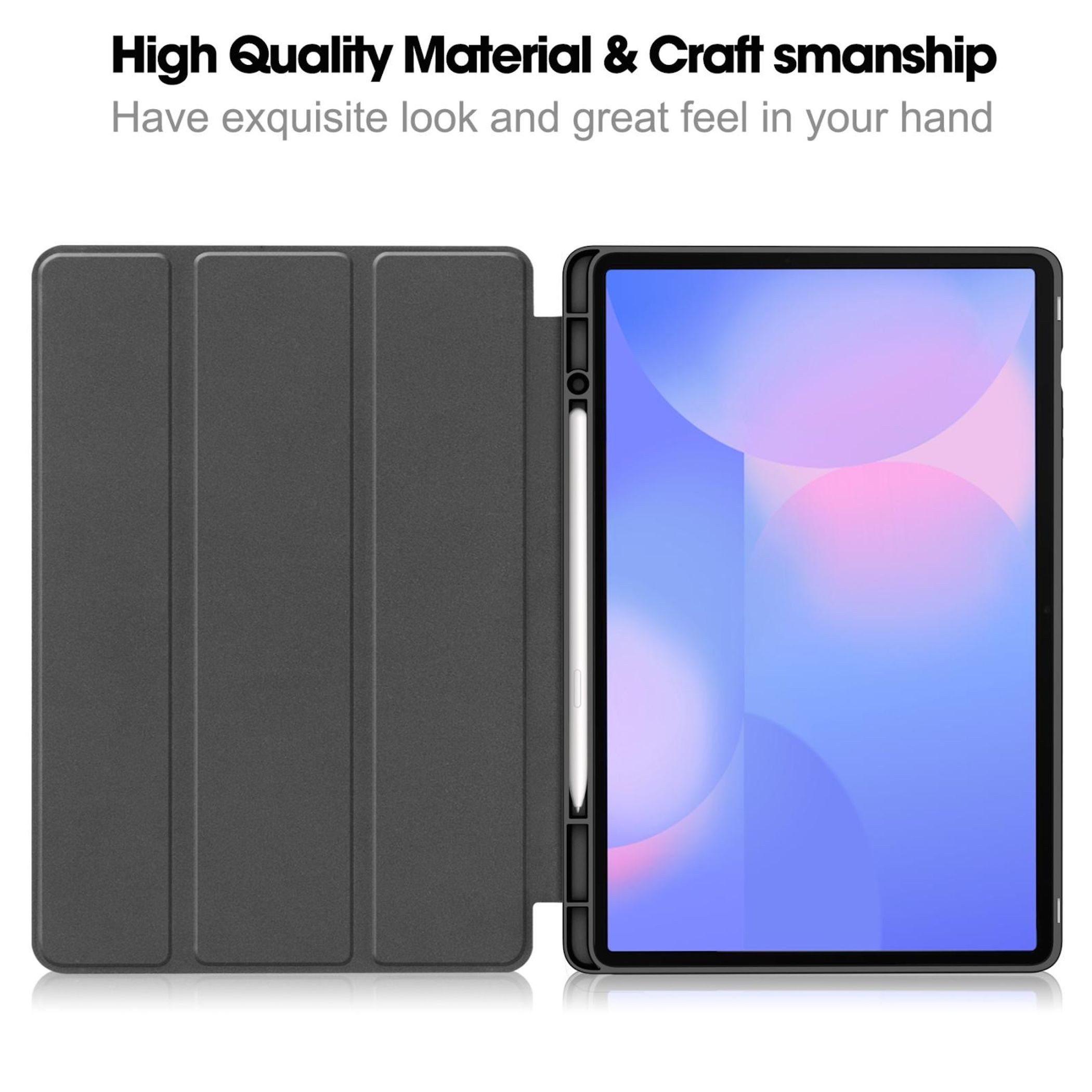 Wigento Tablet-Hülle Für Samsung Galaxy Tab S10 FE Plus 3folt Wake UP Tasche Hülle Blau, 3-Fach Halterung, Kratzfest, Leicht