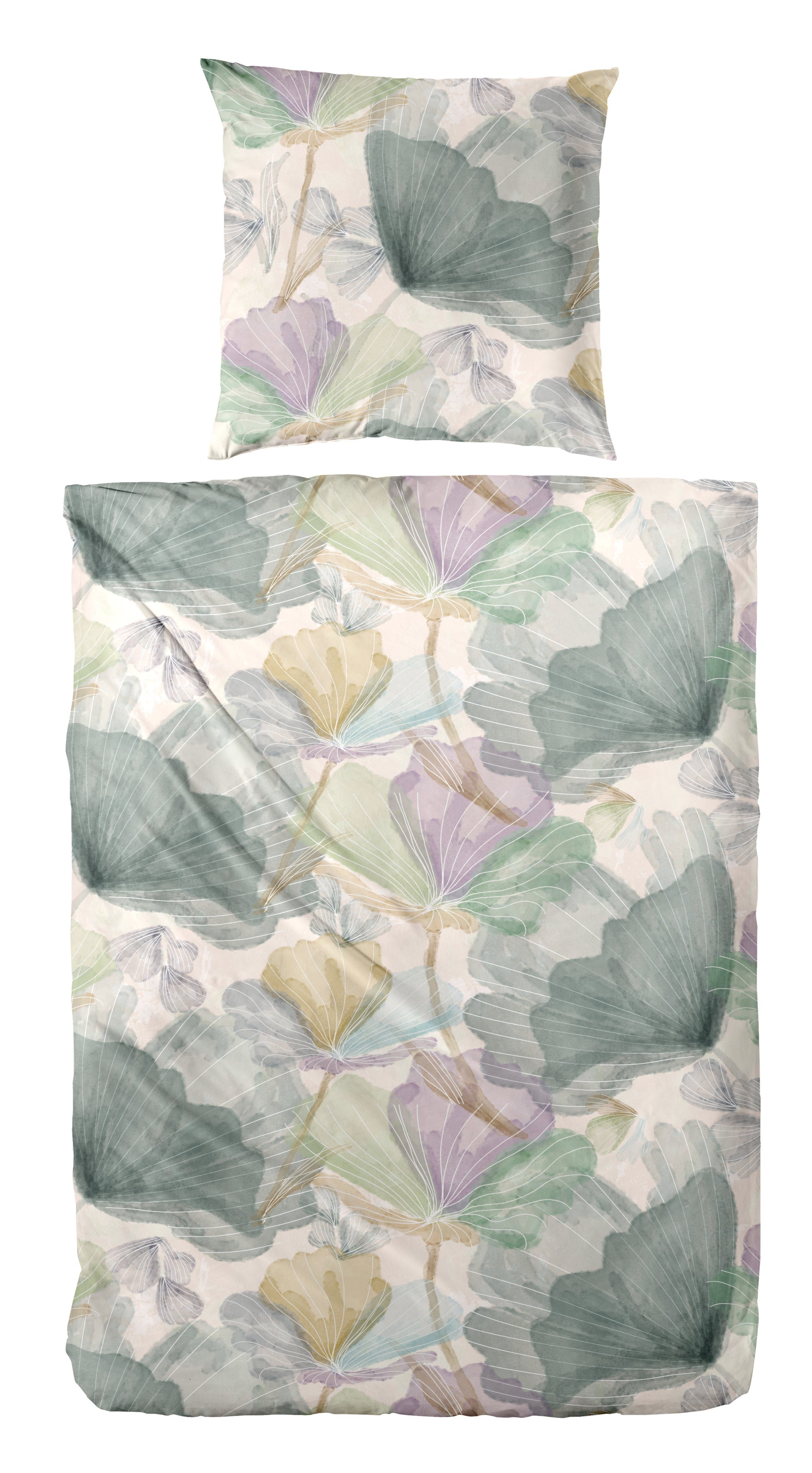 Primera Bettwäsche Mako-Satin -Bettwäsche Lucida, Mako-Satin, 2 teilig, mit frischem Blumendesign