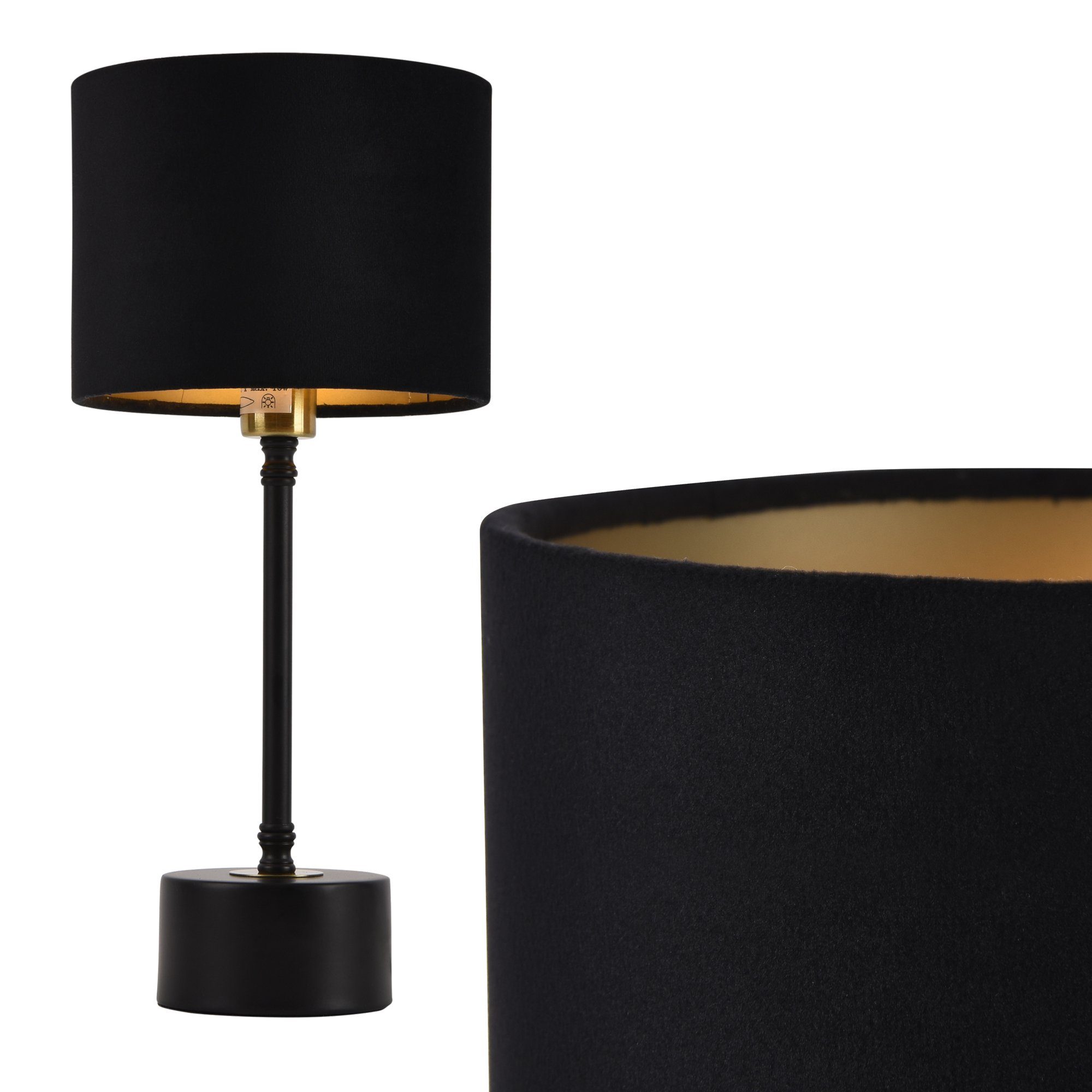 lux.pro Tischleuchte, ohne »Deventer« aus 1xE14 Schirm Schwarz/Kupfer, schwarzer Flanell Leuchtmittel