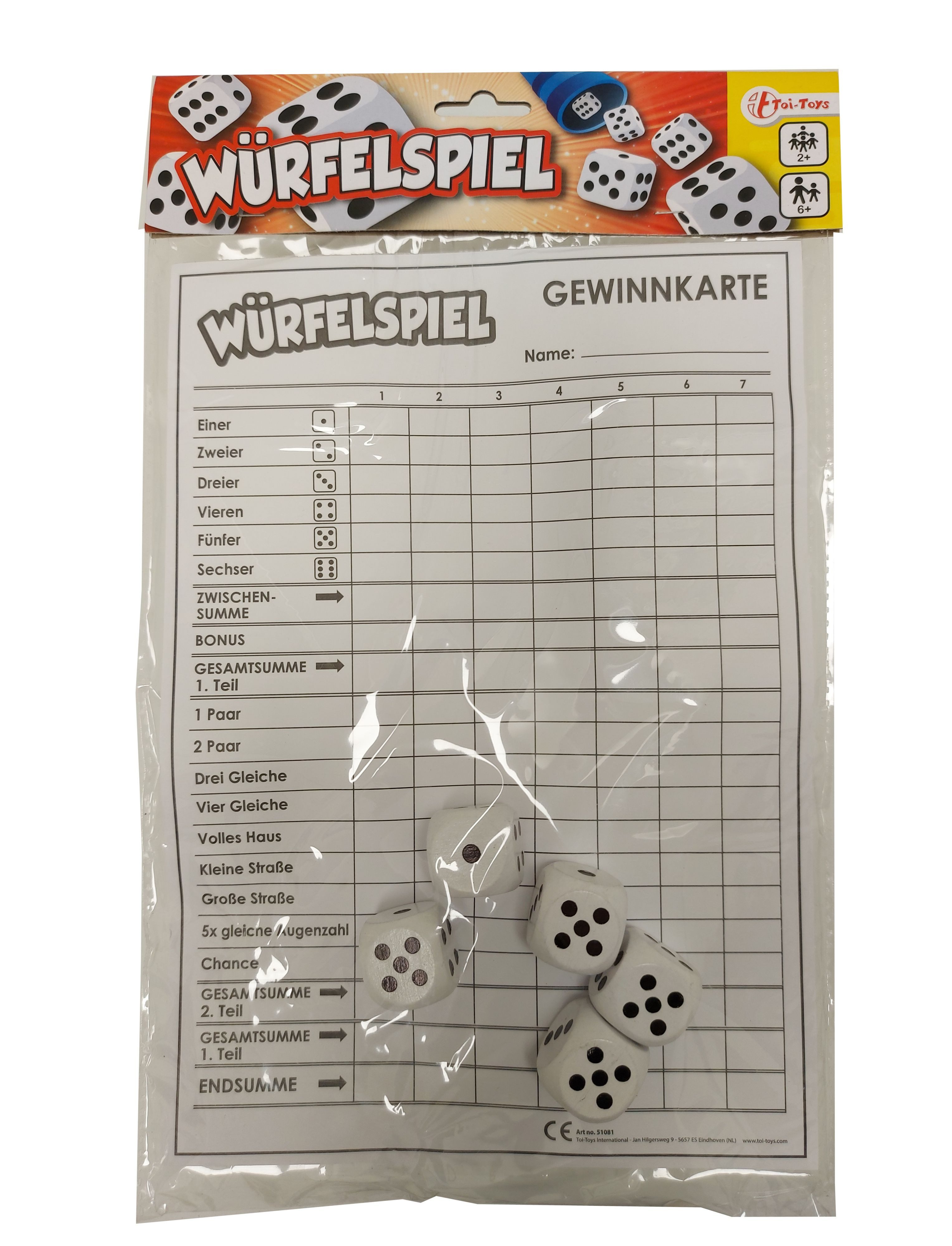 Toi-Toys Spiel XXL Würfelspiel (deutsch) - Punkteblock inkl 5 Würfel